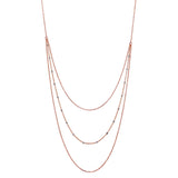 Triple Layer 2-Tone Ball Chain Necklace - Silver Rosegold / 21" - Necklaces - Ofina