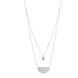 Double Layer Half Circle & Ball Necklace - Silver - Necklaces - Ofina