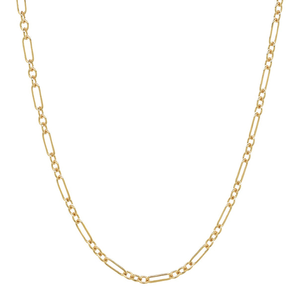 Elongated Oval & Round Link Chain Necklace - Gold / 14" - Necklaces - Ofina