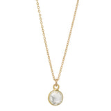 SALE - Tiny Bezel Stone Necklace (more colors) - Gold / Clear Quartz - Necklaces - Ofina
