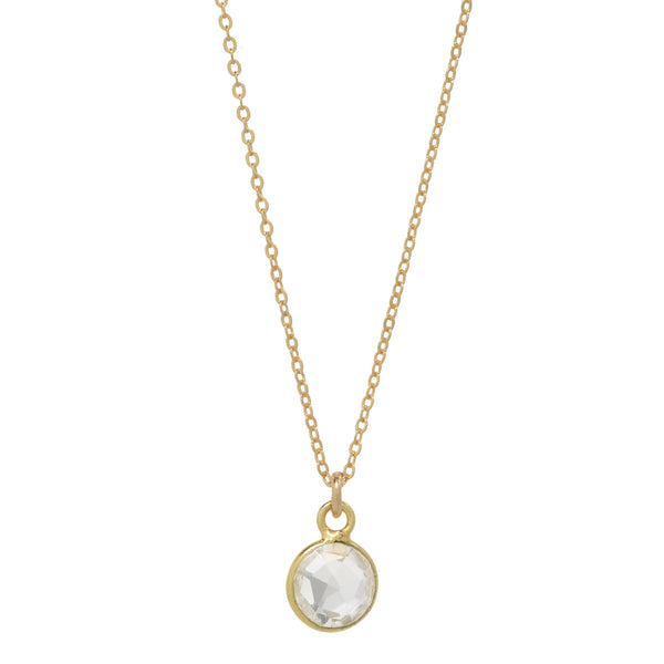SALE - Tiny Bezel Stone Necklace (more colors) - Gold / Clear Quartz - Necklaces - Ofina