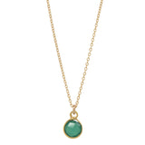 SALE - Tiny Bezel Stone Necklace (more colors) - Gold / Green Onyx - Necklaces - Ofina