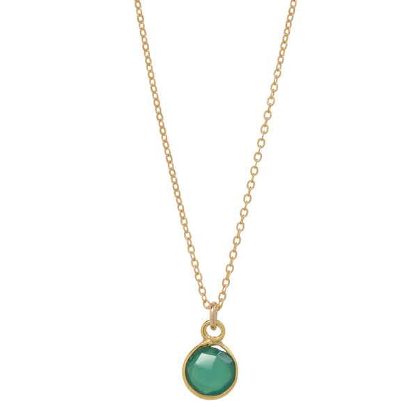 SALE - Tiny Bezel Stone Necklace (more colors) - Gold / Green Onyx - Necklaces - Ofina