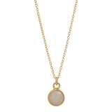 SALE - Tiny Bezel Stone Necklace (more colors) - Gold / Moonstone - Necklaces - Ofina