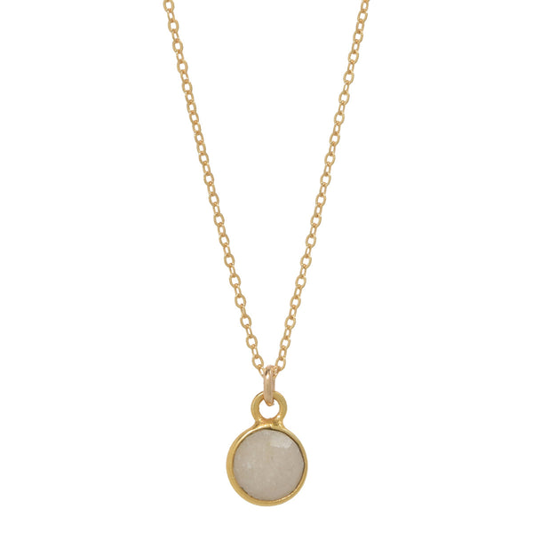 SALE - Tiny Bezel Stone Necklace (more colors) - Gold / Moonstone - Necklaces - Ofina
