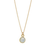 SALE - Tiny Bezel Stone Necklace (more colors) - Gold / Opal - Necklaces - Ofina