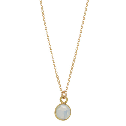SALE - Tiny Bezel Stone Necklace (more colors) - Gold / Opal - Necklaces - Ofina