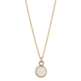 SALE - Tiny Bezel Stone Necklace (more colors) - Gold / Rose Quartz - Necklaces - Ofina