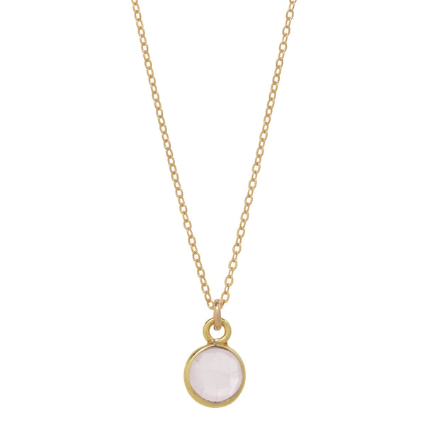 SALE - Tiny Bezel Stone Necklace (more colors) - Gold / Rose Quartz - Necklaces - Ofina
