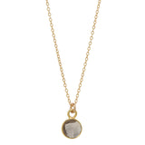 SALE - Tiny Bezel Stone Necklace (more colors) - Gold / Smoky Quartz - Necklaces - Ofina