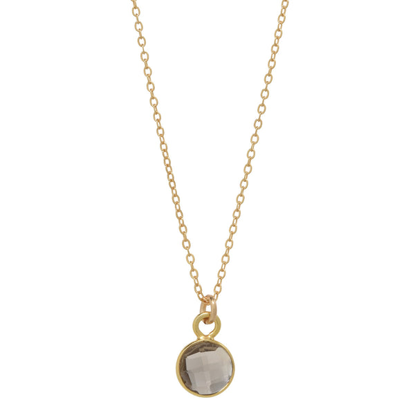 SALE - Tiny Bezel Stone Necklace (more colors) - Gold / Smoky Quartz - Necklaces - Ofina