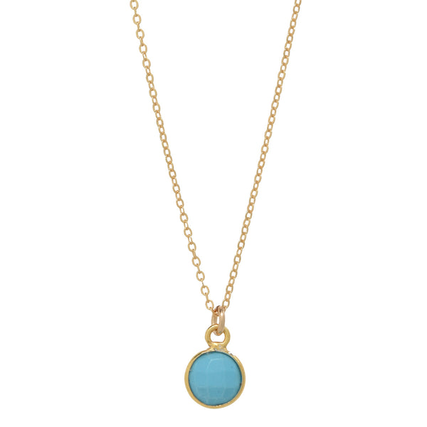 SALE - Tiny Bezel Stone Necklace (more colors) - Gold / Turquoise - Necklaces - Ofina