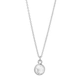 SALE - Tiny Bezel Stone Necklace (more colors) - Silver / Clear Quartz - Necklaces - Ofina