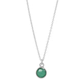 SALE - Tiny Bezel Stone Necklace (more colors) - Silver / Green Onyx - Necklaces - Ofina