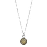 SALE - Tiny Bezel Stone Necklace (more colors) - Silver / Labradorite - Necklaces - Ofina