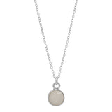 SALE - Tiny Bezel Stone Necklace (more colors) - Silver / Moonstone - Necklaces - Ofina