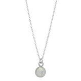SALE - Tiny Bezel Stone Necklace (more colors) - Silver / Opal - Necklaces - Ofina