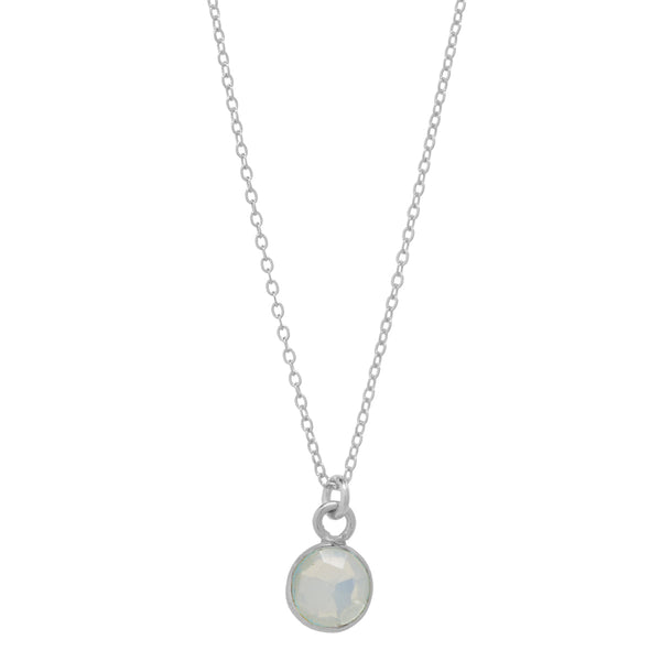 SALE - Tiny Bezel Stone Necklace (more colors) - Silver / Opal - Necklaces - Ofina