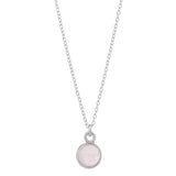 SALE - Tiny Bezel Stone Necklace (more colors) - Silver / Rose Quartz - Necklaces - Ofina