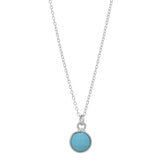 SALE - Tiny Bezel Stone Necklace (more colors) - Silver / Turquoise - Necklaces - Ofina