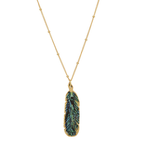 SALE - Feather Stone Necklace (more colors) - Abalone - Necklaces - Ofina