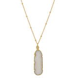 SALE - Feather Stone Necklace (more colors) - White Mother of Pearl - Necklaces - Ofina