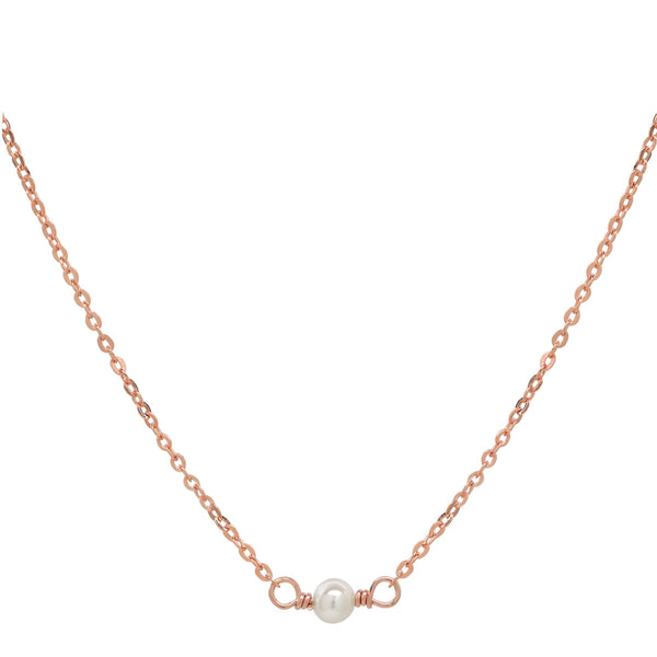 Tiny Pearl Choker - Rosegold - Necklaces - Ofina