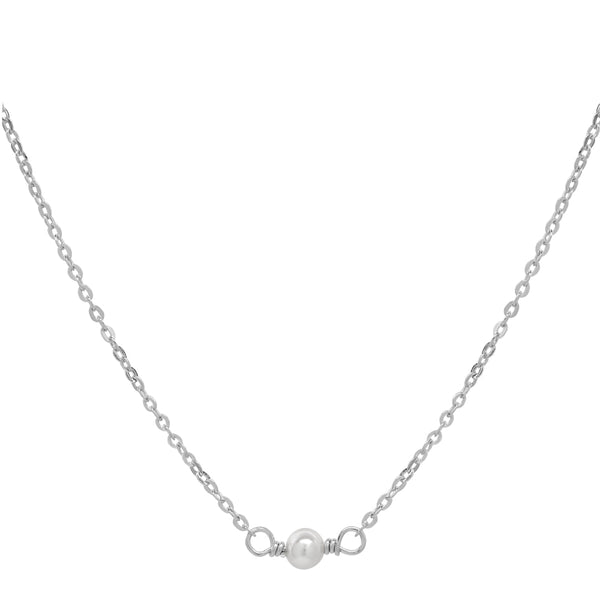 Tiny Pearl Choker - Silver - Necklaces - Ofina