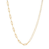 Split Oval Link & Double Thin Chain Necklace - - Necklaces - Ofina