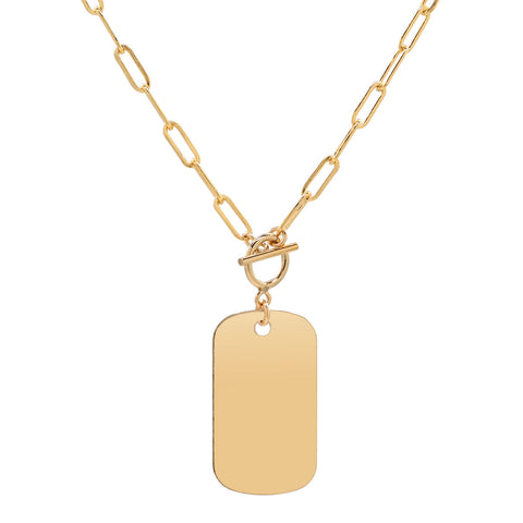 SALE - Medium Dog Tag Necklace w/ Toggle Clasp - - Necklaces - Ofina