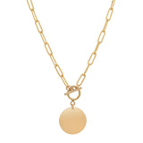 Oval Link Disc Necklace w/ Toggle Clasp - - Necklaces - Ofina