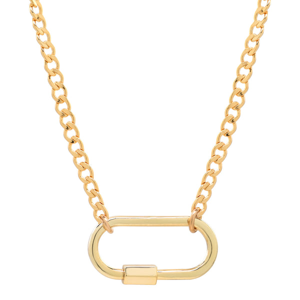 Curb Chain Carabiner Necklace - - Necklaces - Ofina