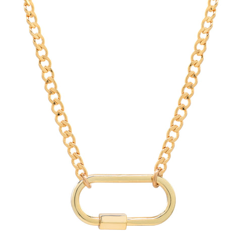 Curb Chain Carabiner Necklace - - Necklaces - Ofina
