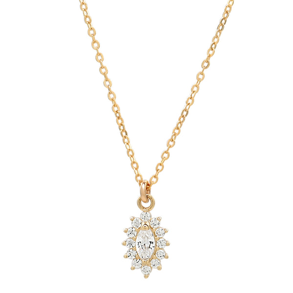 Tiny CZ Floral Necklace - - Necklaces - Ofina