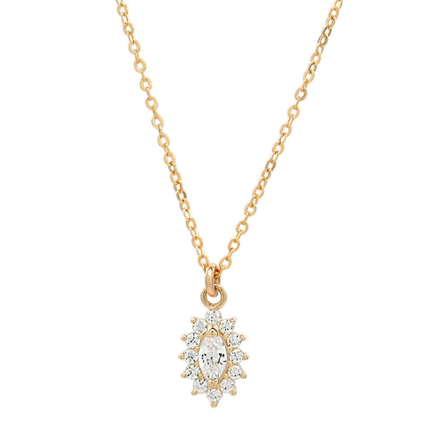 Tiny CZ Floral Necklace - - Necklaces - Ofina