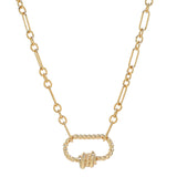 Elongated Oval Link Textured Carabiner Necklace - - Necklaces - Ofina
