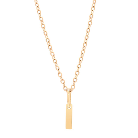 14k Solid Gold Tiny Flat Bar Necklace - - Necklaces - Ofina