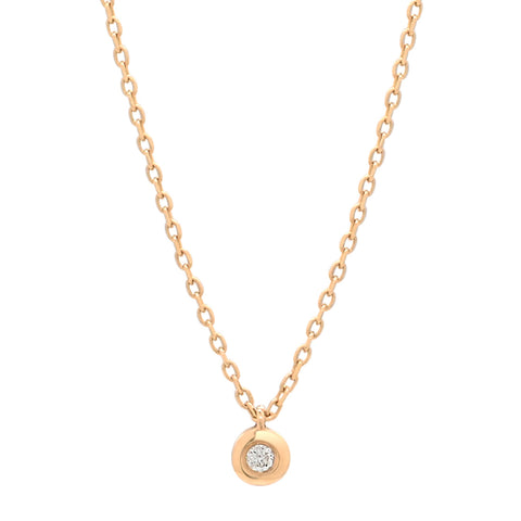 14k Solid Gold Tiny Diamond Bezel Necklace - - Necklaces - Ofina