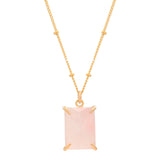 Rose Quartz Emerald Necklace - Large - Necklaces - Ofina