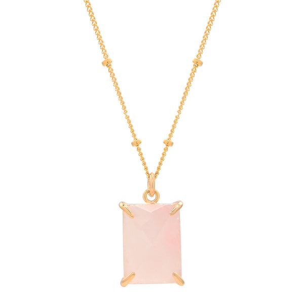 Rose Quartz Emerald Necklace - Large - Necklaces - Ofina