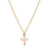 Square Prong Opal CZ Necklace - - Necklaces - Ofina