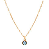 14k Solid Gold Blue Topaz Necklace - - Necklaces - Ofina