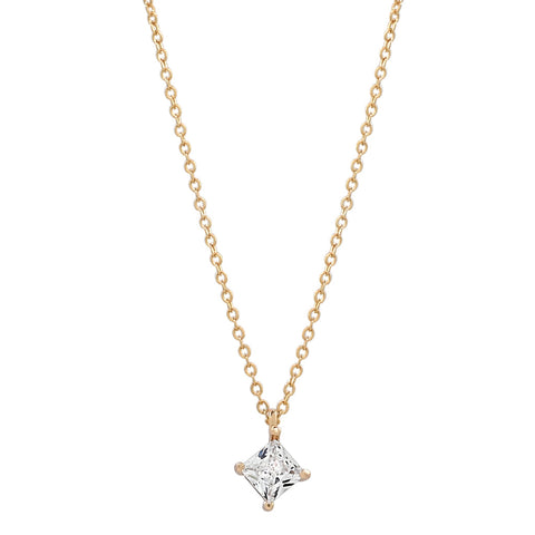CZ Square Prong Necklace - - Necklaces - Ofina