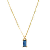Tiny Blue Emerald Necklace - - Necklaces - Ofina