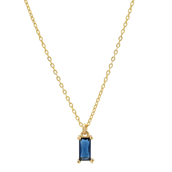 Tiny Blue Emerald Necklace - - Necklaces - Ofina