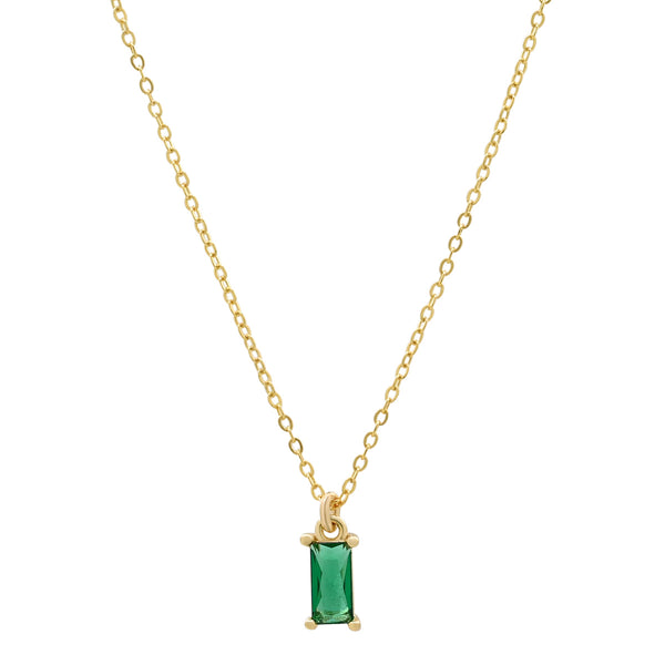 Tiny Green Emerald Necklace - - Necklaces - Ofina