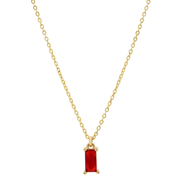 Tiny Red Emerald Necklace - - Necklaces - Ofina