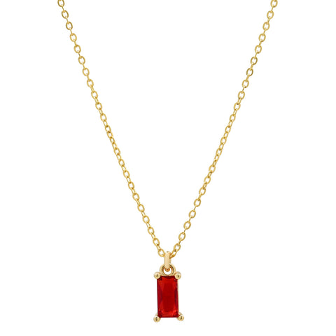 Tiny Red Emerald Necklace - - Necklaces - Ofina