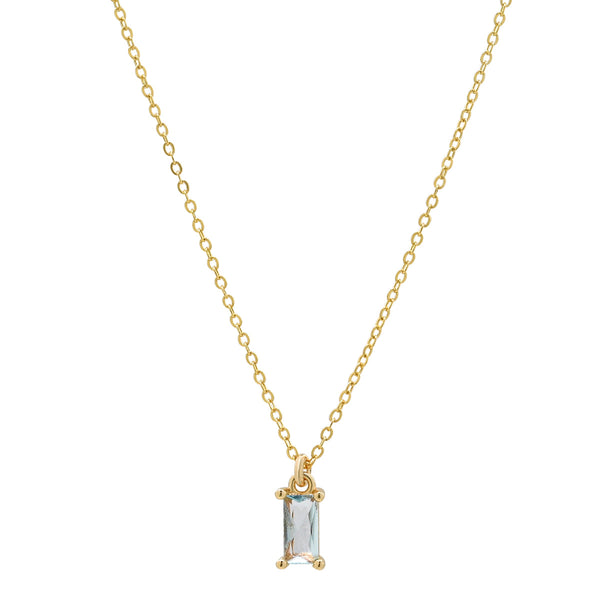 Tiny Light Blue Emerald Necklace - - Necklaces - Ofina
