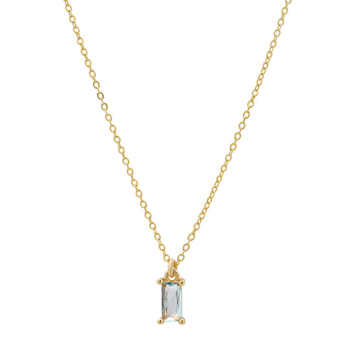 Tiny Light Blue Emerald Necklace - - Necklaces - Ofina